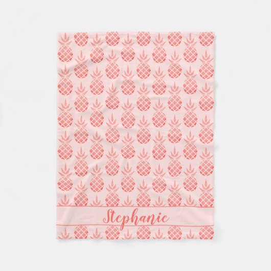 Rose Gold Glitzer Ananas Skriptname Rosa Fleecedecke (Vorderseite)