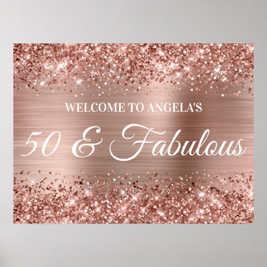 Rose Gold Glitzer and Foil 50 & Fantastische Begrü Poster (Vorne)