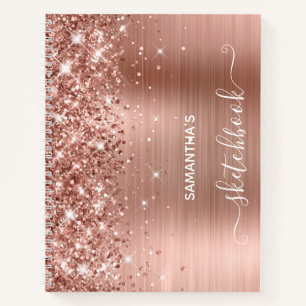 Rose Gold Glitzer and Foil Girly Sketchbook Notizblock