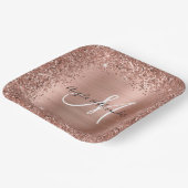 Rose Gold Glitzer and Foil Wedding Mit Monogramm Pappteller (Gewinkelt)