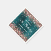 Rose Gold Glitzer Aquamarin Blue 50. Geburtstag Serviette (Ecke)