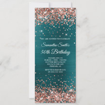 Rose Gold Glitzer Aquamarin Blue Foil 50. Geburtst
