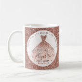 Rose Gold Glitzer Aquarellkleid Geburtstagsgeschen Kaffeetasse (Links)