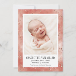 Rose Gold Glitzer Baby Birth Announccard Ankündigung