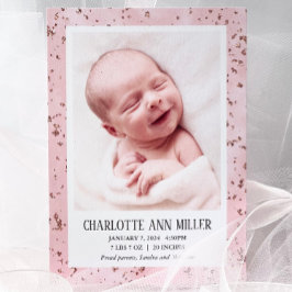 Rose Gold Glitzer Baby Birth Announccard Ankündigung