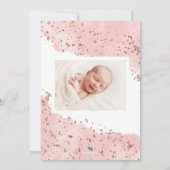 Rose Gold Glitzer Baby Birth Announccard Ankündigung (Rückseite)