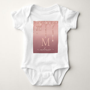Rose Gold Glitzer Baby Bodysuit Individuelle Name Baby Strampler