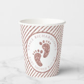 Rose Gold Glitzer Baby Feet Baby Showpersönlich Pappbecher (Rückseite)