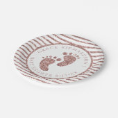 Rose Gold Glitzer Baby Feet Baby Showpersönlich Pappteller (Schrägansicht)