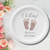 Rose Gold Glitzer Baby Feet Babydusche Pappteller