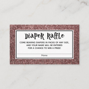 Rose Gold Glitzer Babydusche Windeln Raffelkarten Begleitkarte