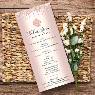 Rose Gold Glitzer Bäckerei Cupcake Konditorei Koch Werbekarte