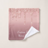 Rose Gold Glitzer Badetücher mit benutzerdefiniert Badhandtuch Set (Waschlappen)