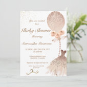 Rose Gold Glitzer Ballon Dress Baby Dusche Einladung (Stehend Vorderseite)