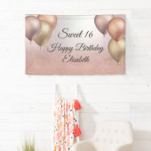 Rose Gold Glitzer Ballon süß 16 Party Banner (Insitu)
