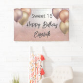 Rose Gold Glitzer Ballon süß 16 Party Banner (Insitu)