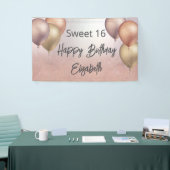 Rose Gold Glitzer Ballon süß 16 Party Banner (Messeveranstaltung)