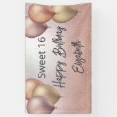 Rose Gold Glitzer Ballon süß 16 Party Banner (Vertikal)