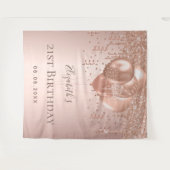 Rose Gold Glitzer Ballons Monogramm Wandteppich (Vorderseite (Horizontal))