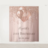 Rose Gold Glitzer Ballons Monogramm Wandteppich (Vorderseite)