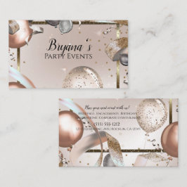 Rose Gold & Glitzer Balloons Party Eventplaner Visitenkarte