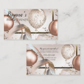 Rose Gold & Glitzer Balloons Party Eventplaner Visitenkarte (Vorne/Hinten)