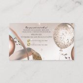 Rose Gold & Glitzer Balloons Party Social Media Visitenkarte (Rückseite)