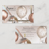 Rose Gold & Glitzer Balloons Party Social Media Visitenkarte (Vorne/Hinten)