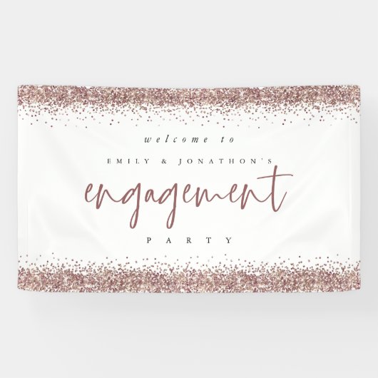 Rose Gold Glitzer Bänder Willkommensverstärker Banner (Horizontal)