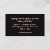 Rose Gold Glitzer Barkeeper Event-Visitenkarte Visitenkarte (Rückseite)