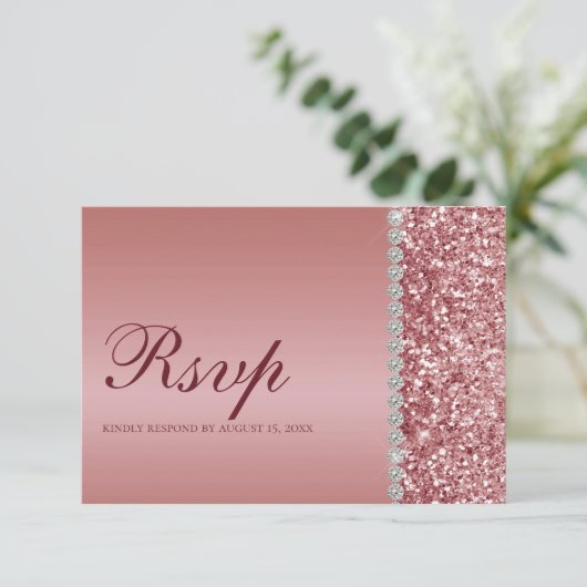 Rose Gold Glitzer Bat Mitzvah (Stehend Vorderseite)
