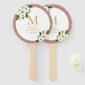 Rose Gold Glitzer Bat Mitzvah Fan Fächer (Vorne und Hinten)