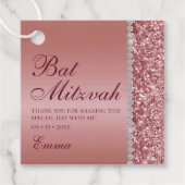 Rose Gold Glitzer Bat Mitzvah Geschenkanhänger (Vorderseite)
