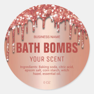 Rose Gold Glitzer Bath Bomb Labels Runder Aufkleber