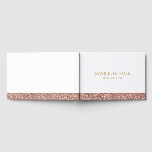 Rose Gold Glitzer Bday Mitzvah Wedding Gästebuch (Voll)