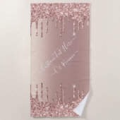 Rose Gold Glitzer Beach Handtuch Name (Vorderseite)