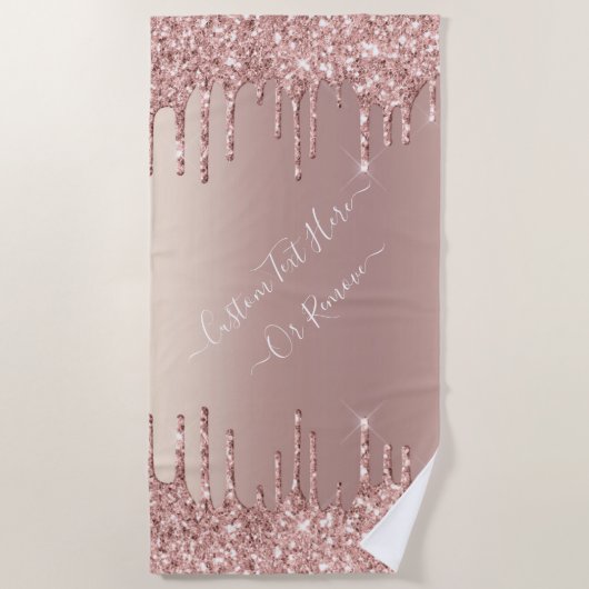 Rose Gold Glitzer Beach Handtuch Name (Vorderseite)