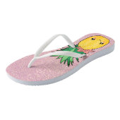 Rose Gold Glitzer Beach Kawaii Ananas Obst Badesandalen (Schrägansicht)