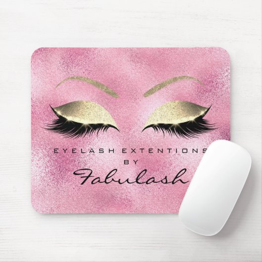 Rose Gold Glitzer Beauty Lashes Makeup Pink Mousepad (Mit Mouse)