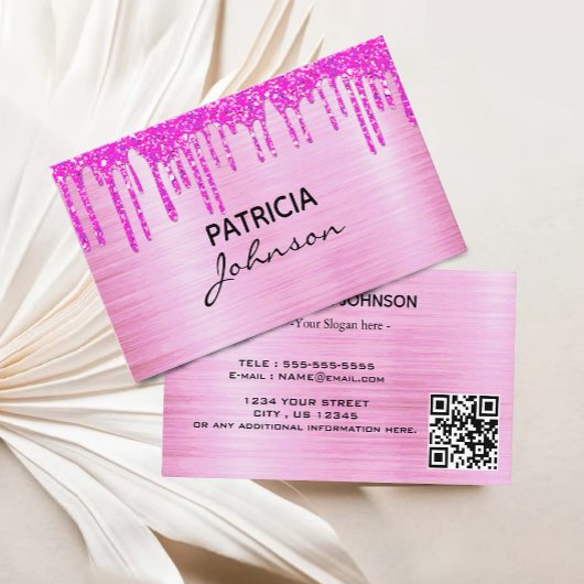 Rose Gold Glitzer Beauty QR Code Rosa Moderne Visitenkarte