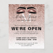 Rose Gold Glitzer Beauty Salon Lashes Flyer (Hinten)
