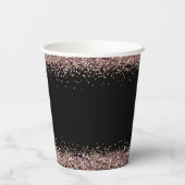 Rose Gold Glitzer benennt Engagement Party Black Pappbecher (Rückseite)