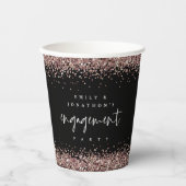 Rose Gold Glitzer benennt Engagement Party Black Pappbecher (Vorderseite)