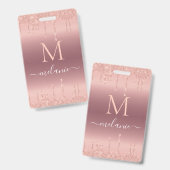 Rose Gold Glitzer Benutzerdefiniert Abzeichen für Ausweis (Vorder- & Rückseite)