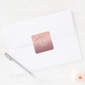 Rose Gold Glitzer Benutzerdefiniert Briefnamenstic Quadratischer Aufkleber (Umschlag)