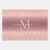 Rose Gold Glitzer Benutzerdefiniert Ihr Letter Nam Geschenkpapier Set (Vorderseite)