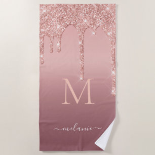 Rose Gold Glitzer benutzerdefinierte Buchstaben Na Strandtuch