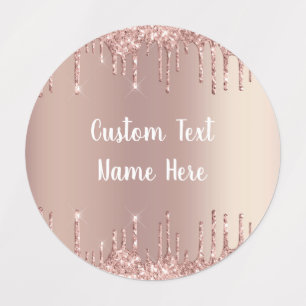 Rose Gold Glitzer Benutzerdefinierte Textnamen-Lab Etiketten