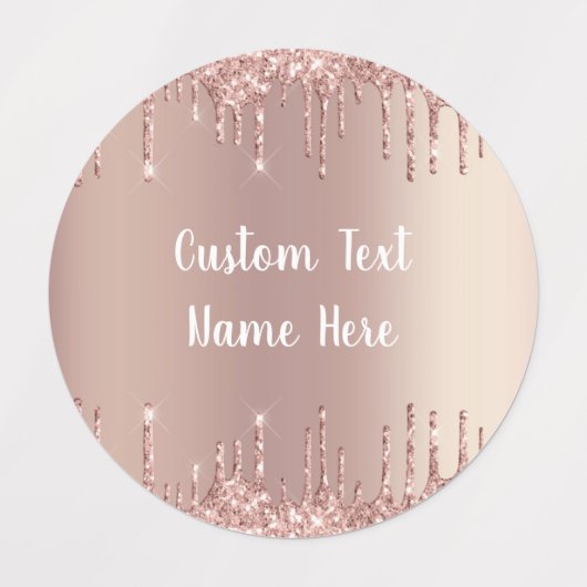 Rose Gold Glitzer Benutzerdefinierte Textnamen-Lab Etiketten (Design 3)