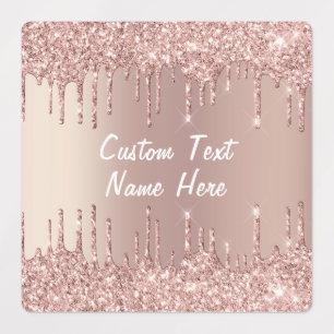 Rose Gold Glitzer Benutzerdefinierte Textnamen-Lab Etiketten